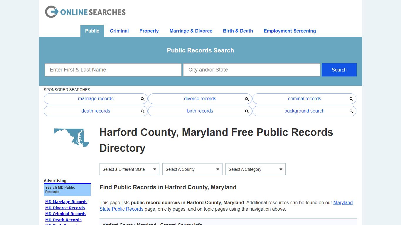 Harford County, Maryland Public Records Directory